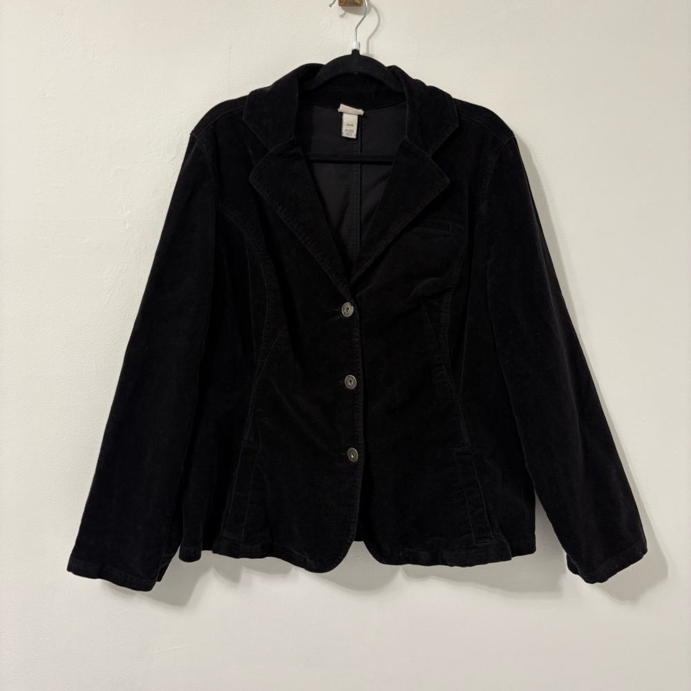 Venezia Black Corduroy Cotton Blazer Jacket Plus Size 14/16